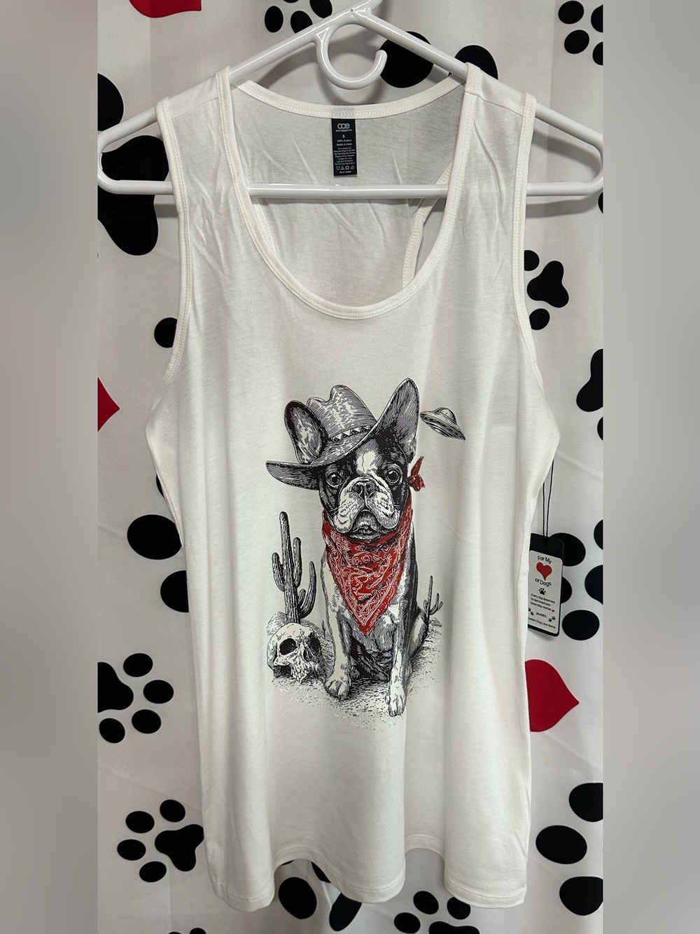 Frenchie Dog Graphic Racer Back Tank Top - NIP